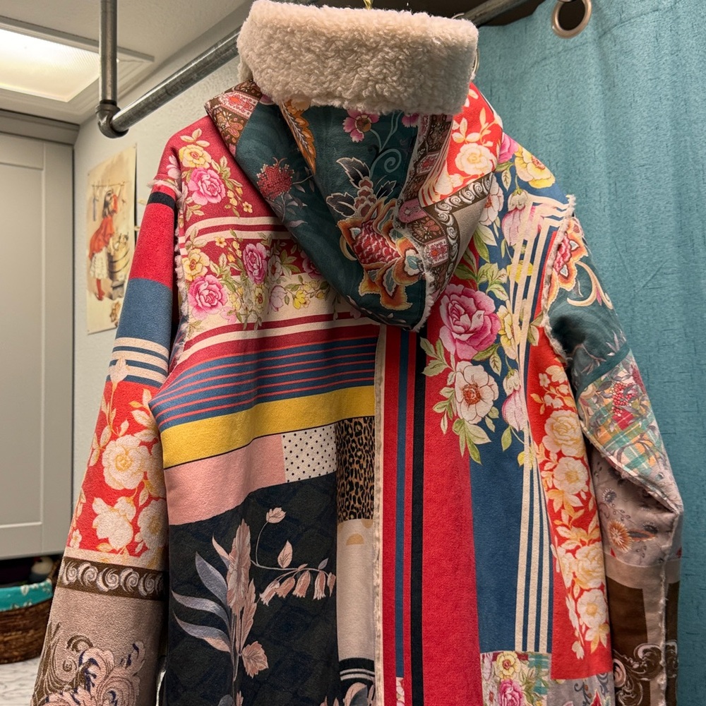 Johnny Was Multicolor Patchwork Teddy Jacket-Kerr… - image 4